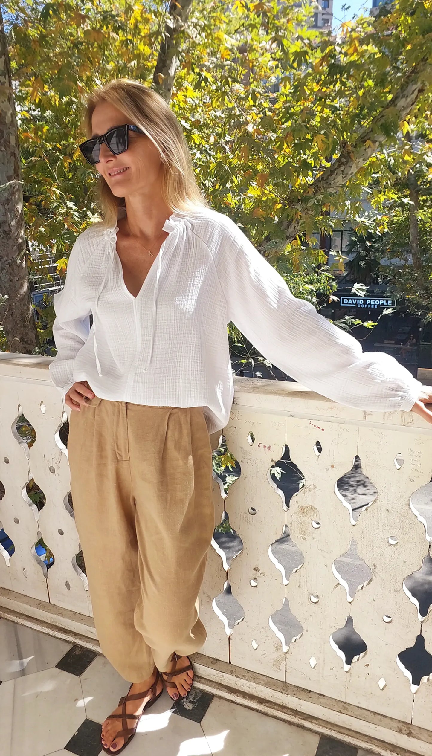beyaz muslin puffy bluz rahat kesim