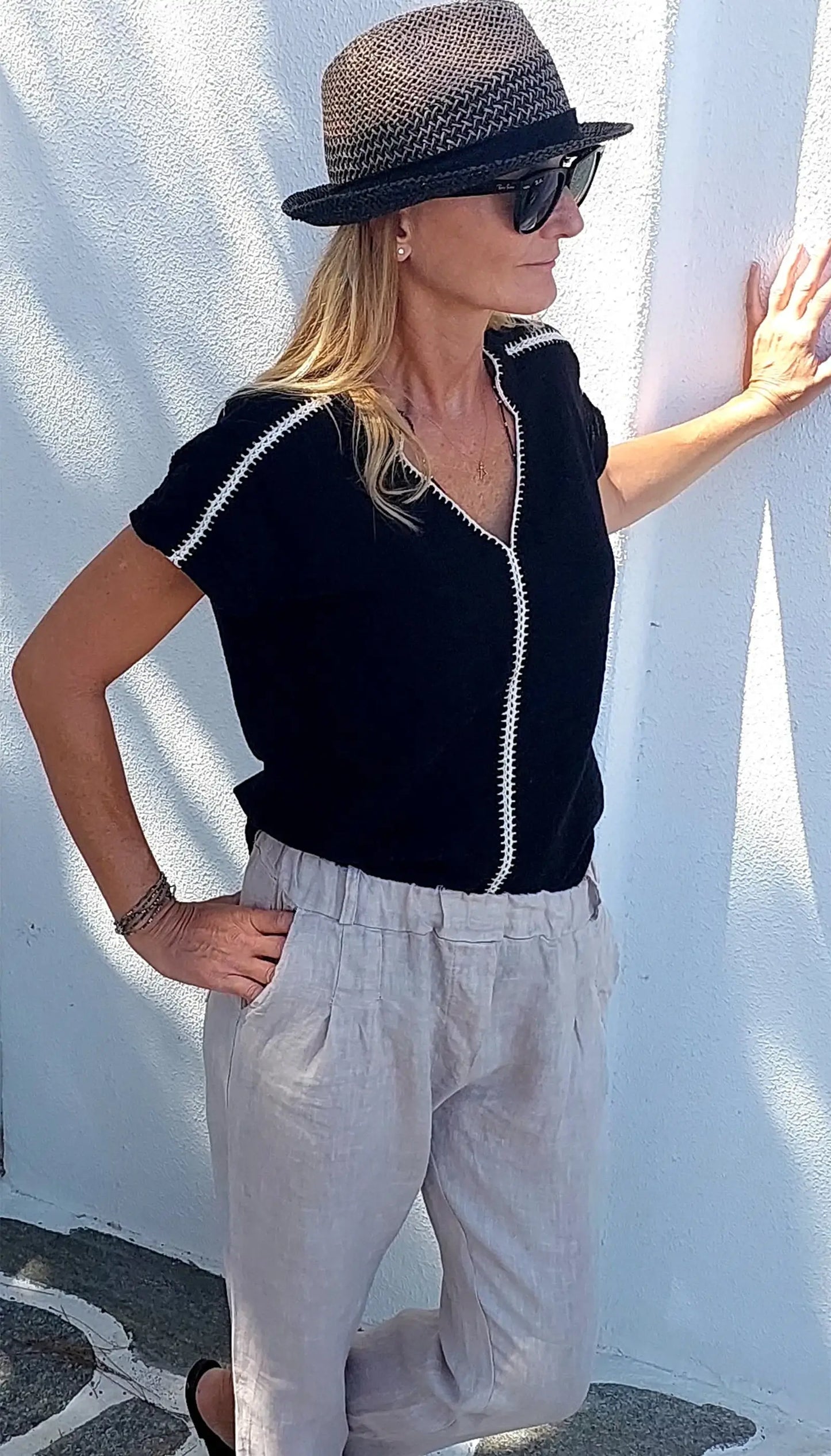 el nakisli kanava siyah kadin muslin bluz