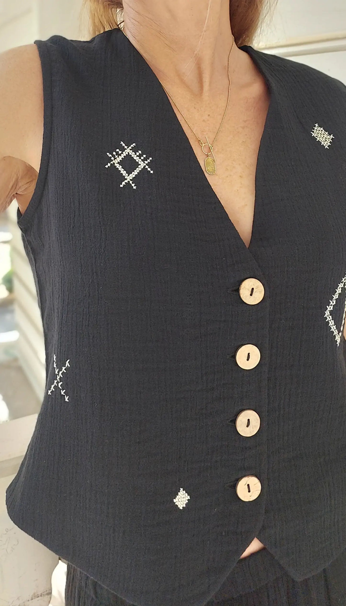 el nakisli siyah kanava yelek