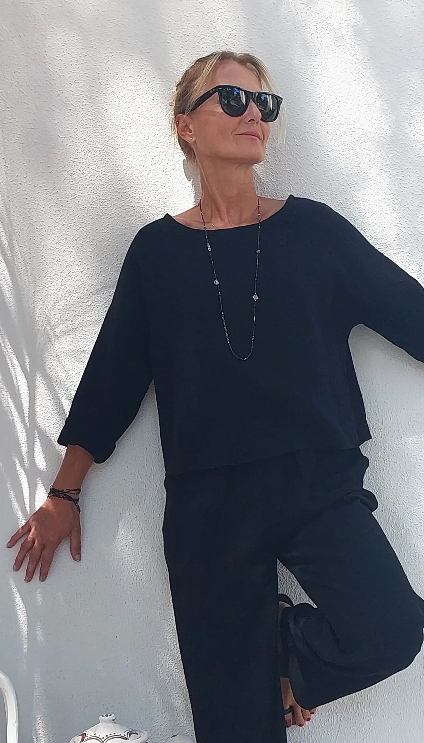 muslin kadin siyah boho nakis islemeli bluz