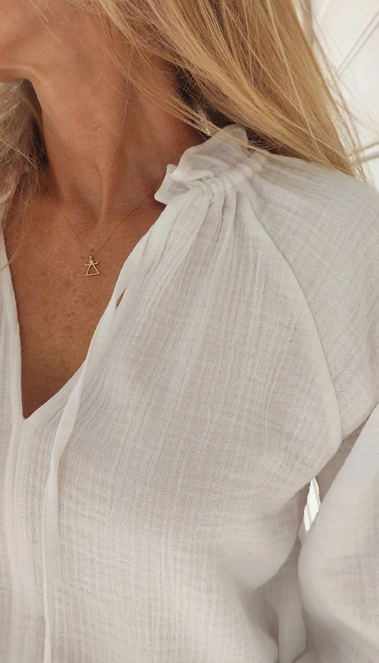 puffy muslin beyaz rahat kesim bluz