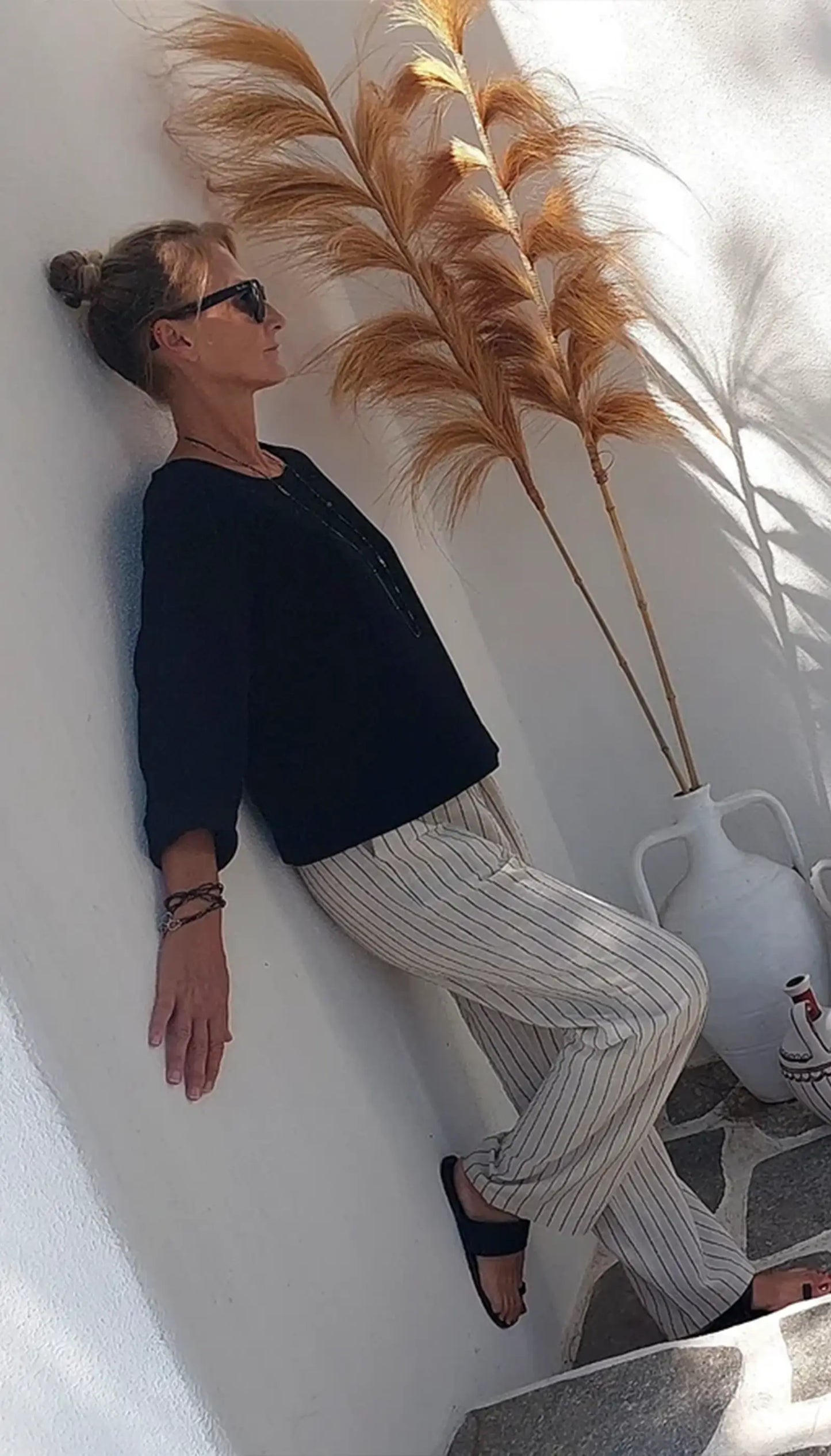 siyah boho nakis islemeli kadin muslin bluz