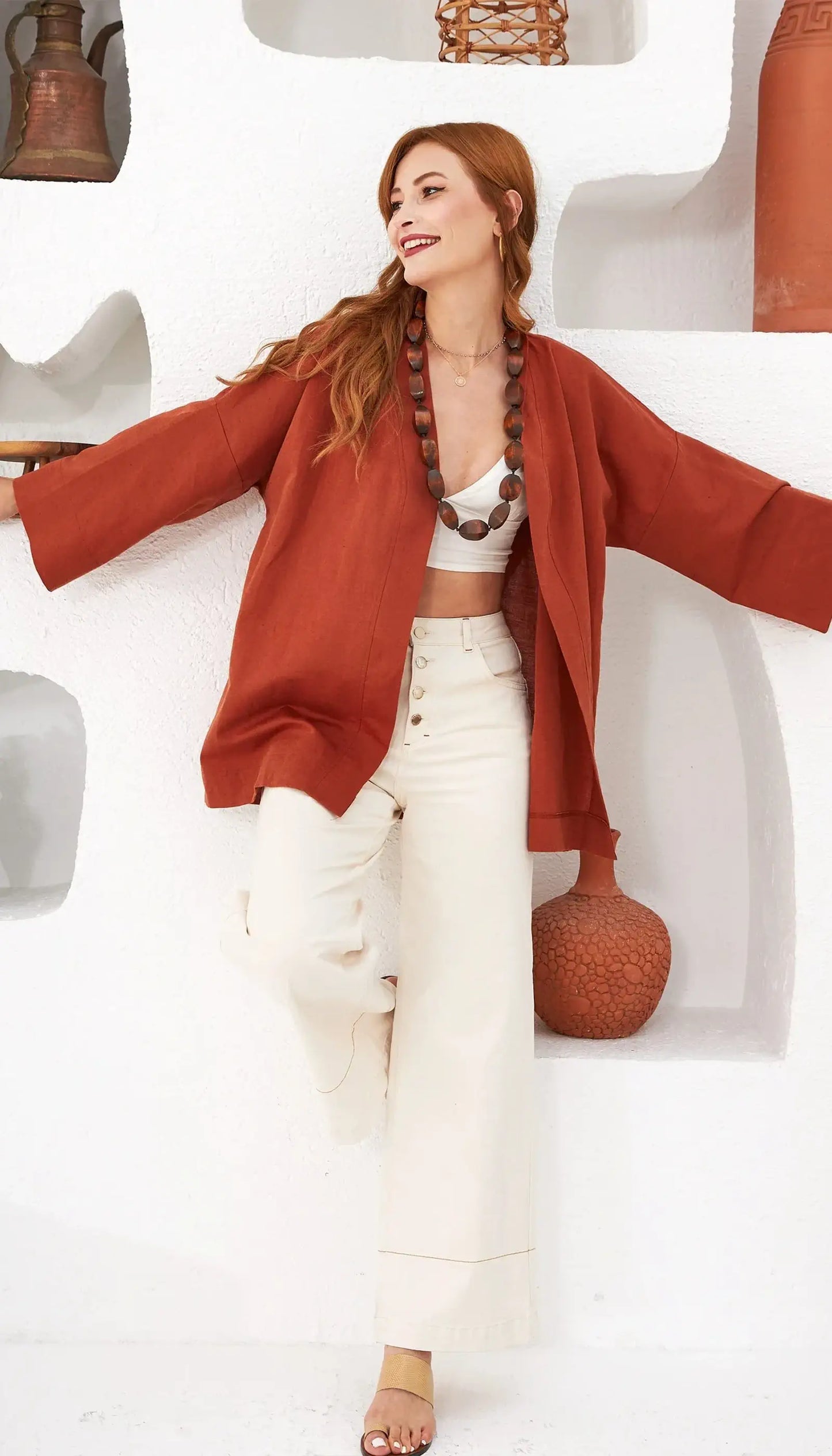 tarcin keten yazlik kadin kimono