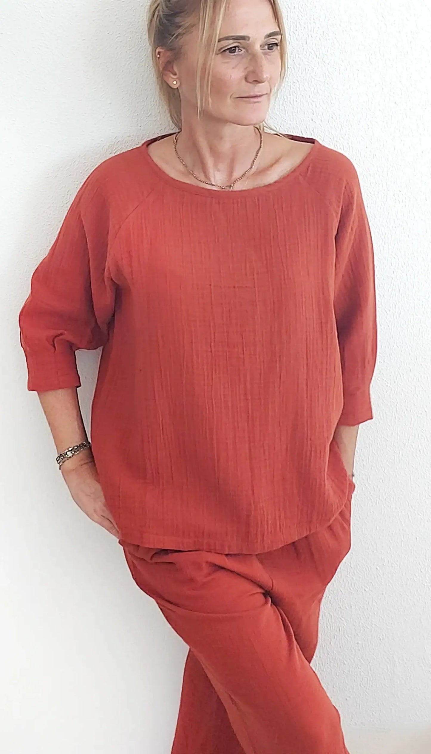 tarcin muslin iki parca rahat kadin pijama takimi