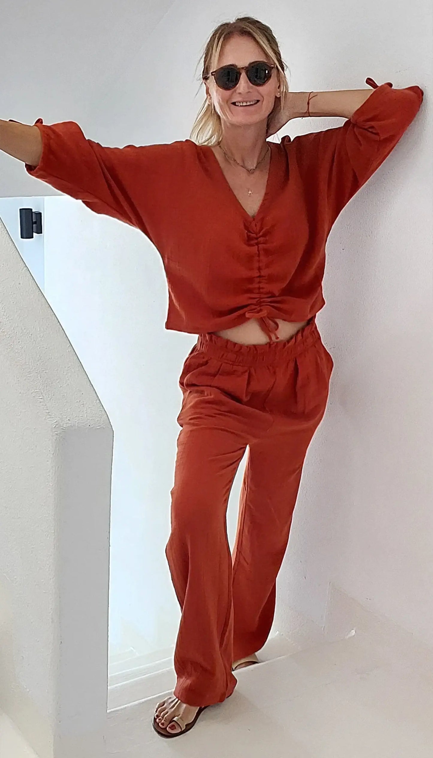 tarcin muslin kadin rahat kesim pantalon