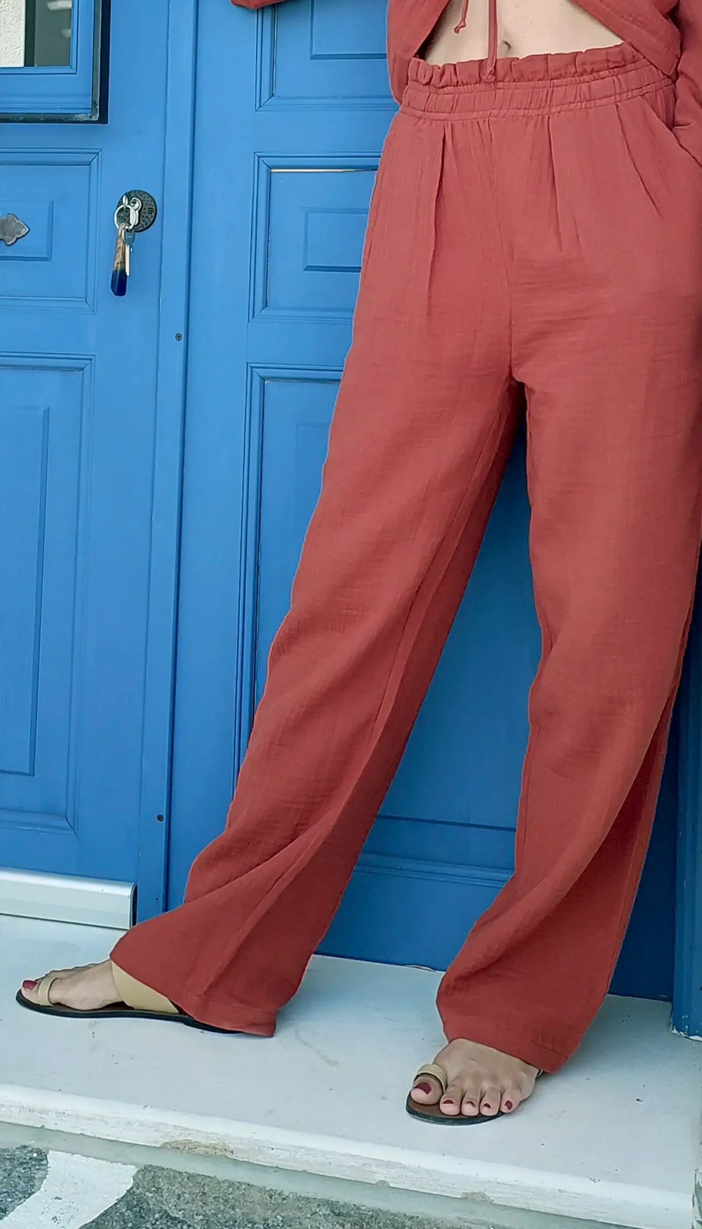 tarcin muslin rahat kesim kadin pantolon