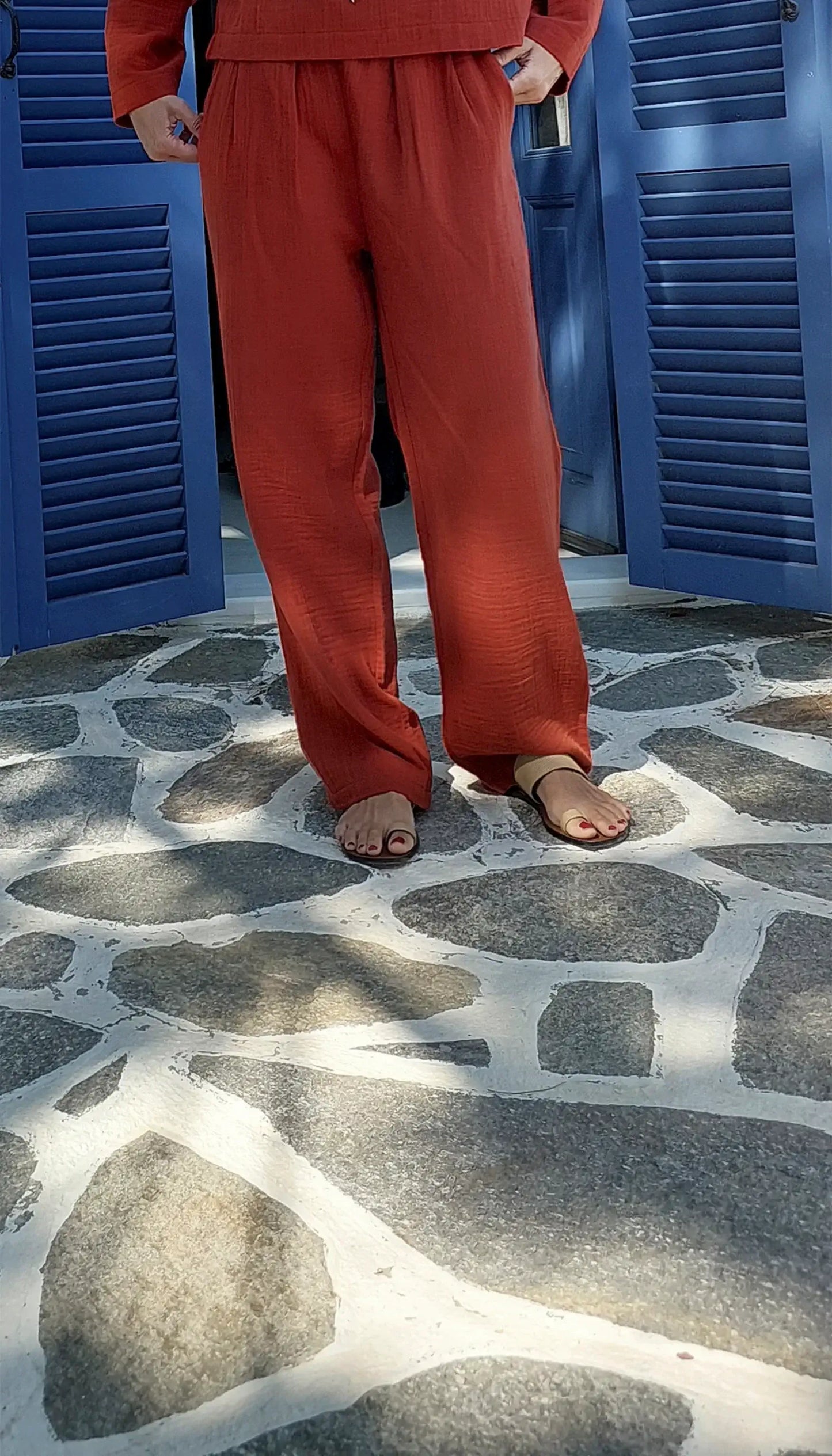 tarcin muslin rahat kesim pantalon kadin