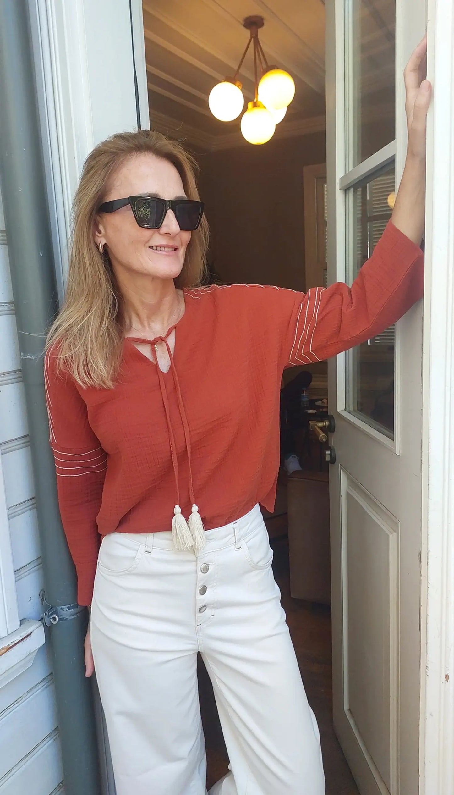 Tarçın Omuz Zincir Müslin Bluz